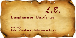 Langhammer Balázs névjegykártya